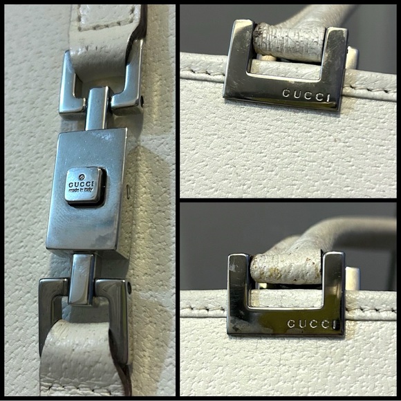 Gucci Authentic Vintage Mini Jackie Tote Bag Purse in Cream Off White Leather - Picture 13 of 15